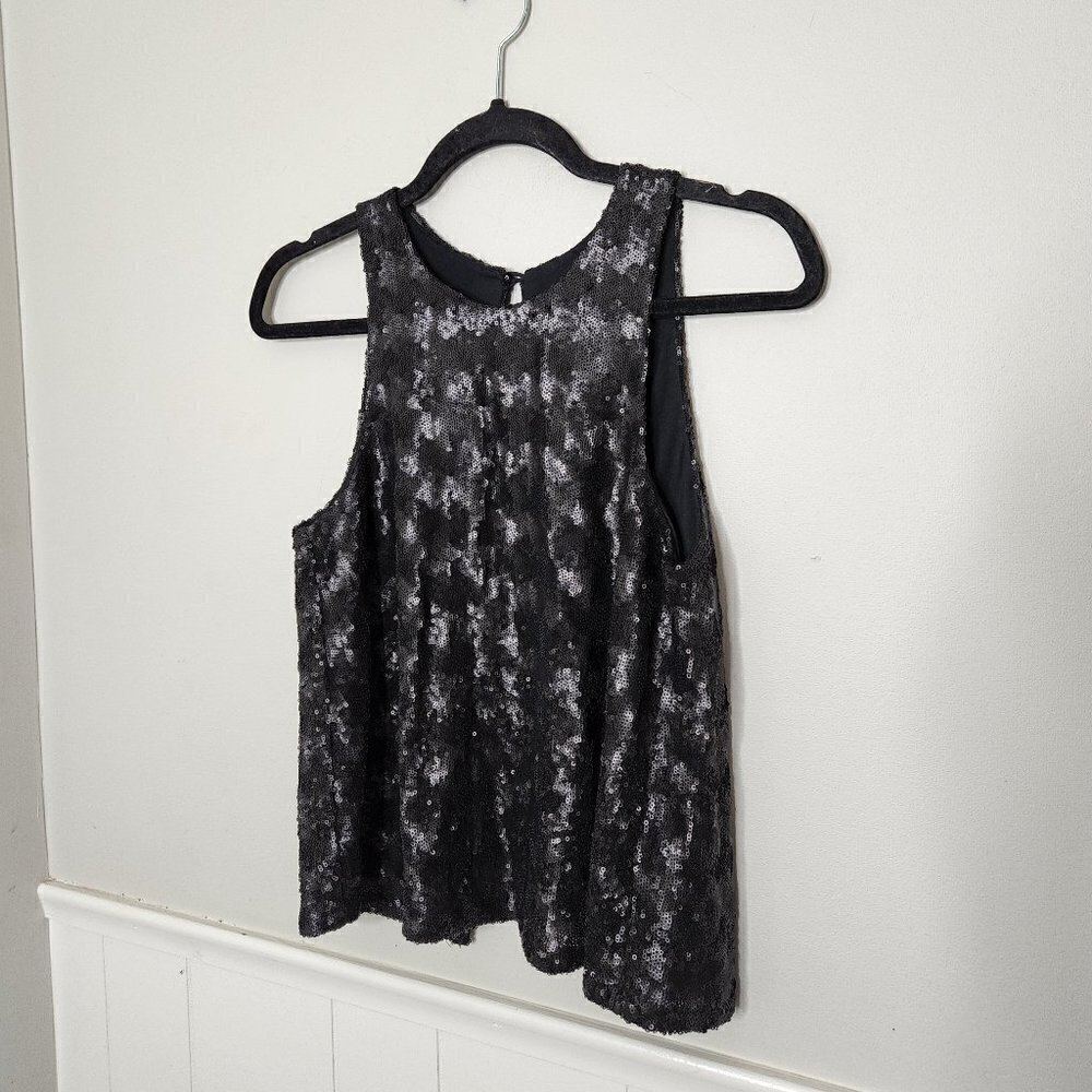 TALULA Aritzia Black Sequin Open Back Tank